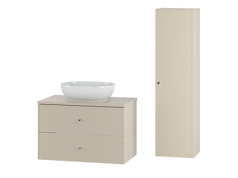 Ensemble de salle de bain en cachemire 80 cm Meuble avec plan de travail Lavabo Colonne Marco
