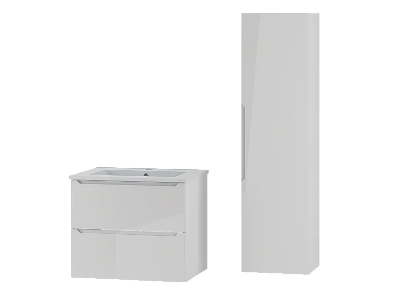 Ensemble de salle de bain blanc 60 cm Meuble avec lavabo Colonne Etna