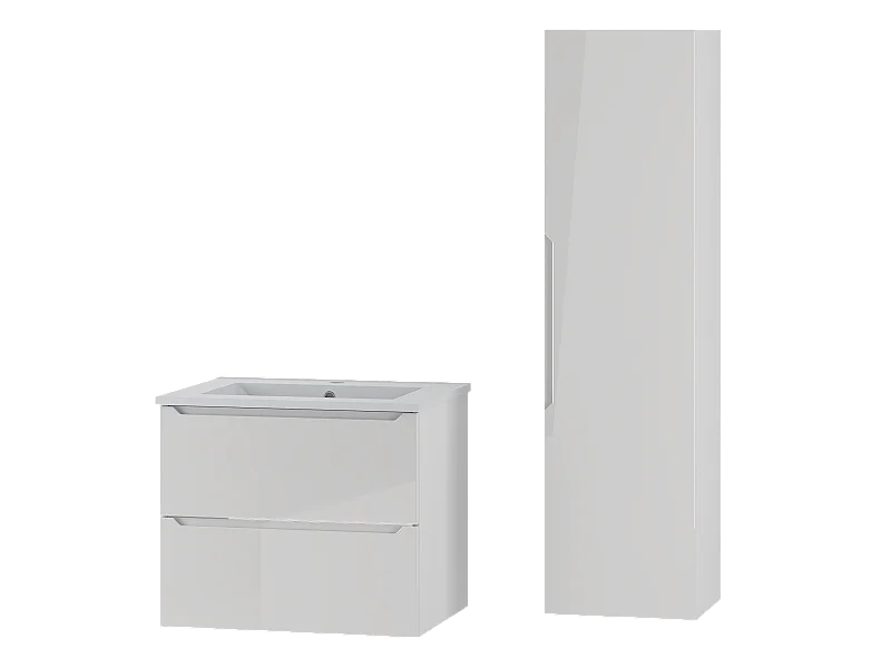 Ensemble de salle de bain blanc 60 cm Meuble avec lavabo Colonne Etna