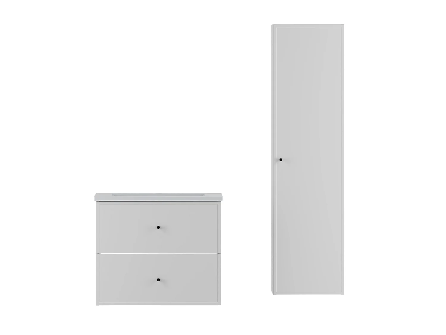 Ensemble de salle de bain blanc 60 cm Meuble avec lavabo Colonne Marco