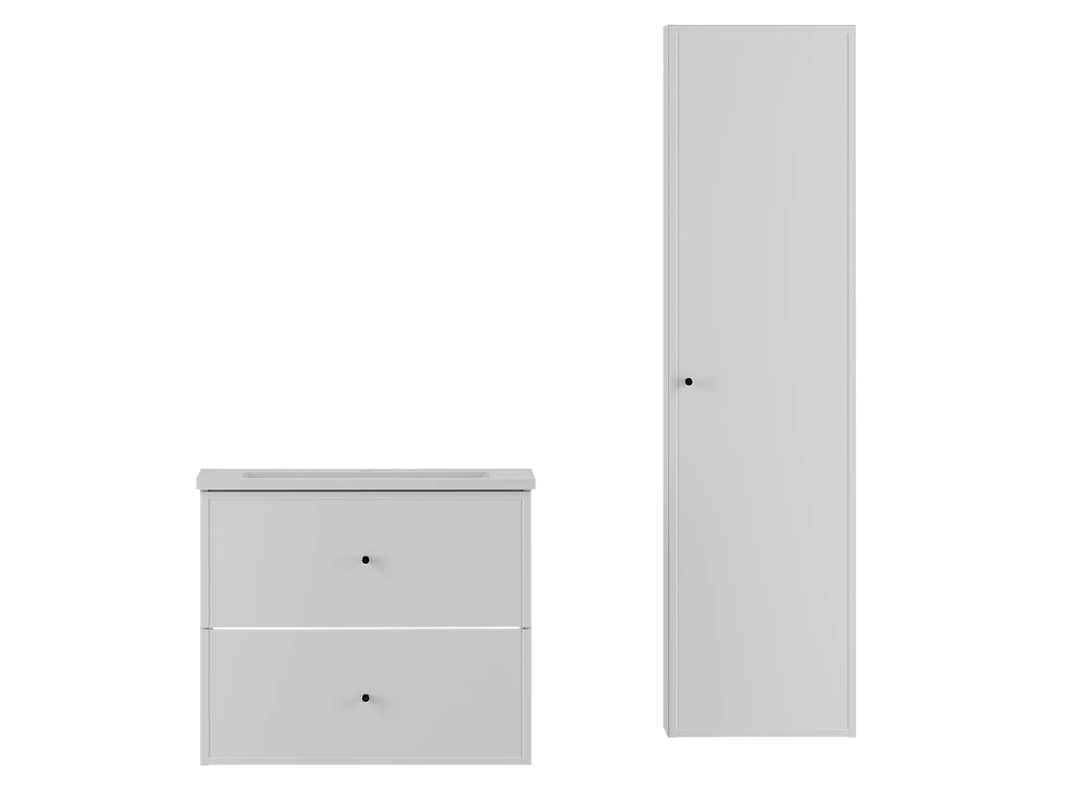 Ensemble de salle de bain blanc 60 cm Meuble avec lavabo Colonne Marco