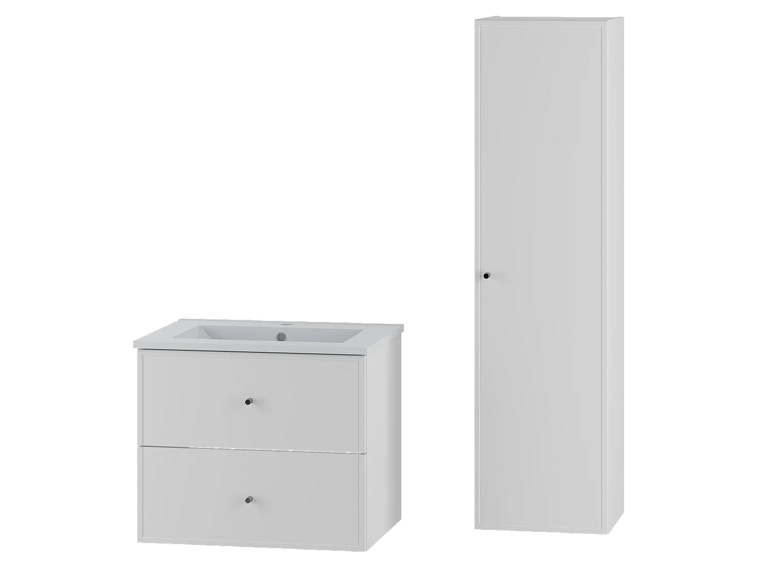 Wit badkamerset 60 cm Kast met wastafel Marco-kolom