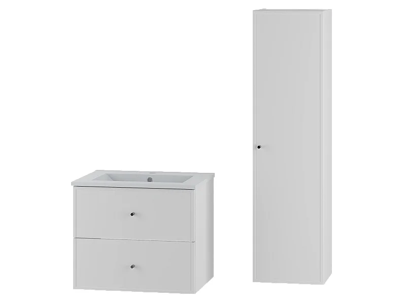 Wit badkamerset 60 cm Kast met wastafel Marco-kolom