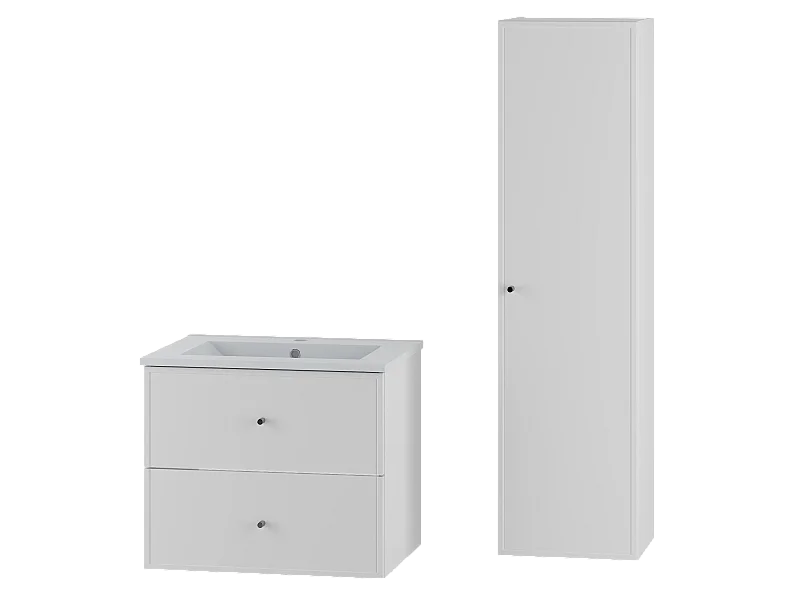 Wit badkamerset 60 cm Kast met wastafel Marco-kolom