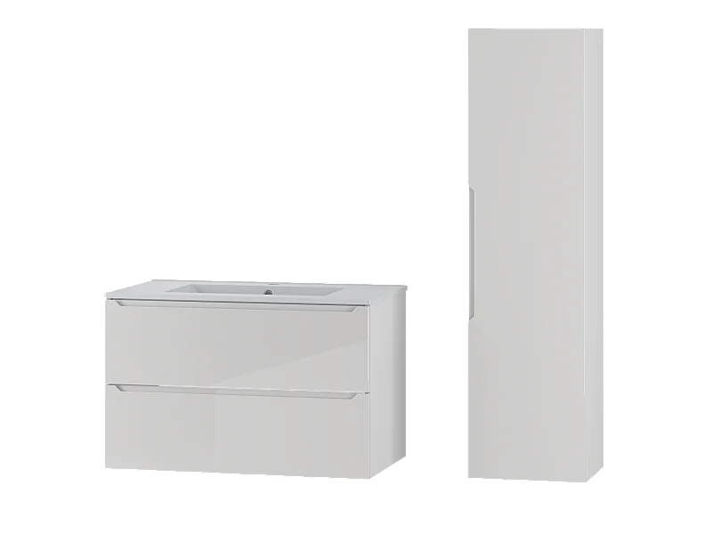 Wit badkamerset 80 cm Kast met wastafel Etna-kolom