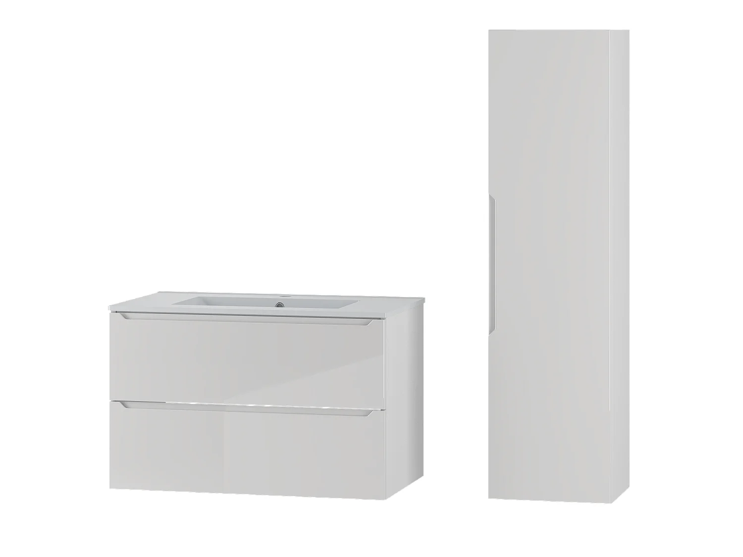 Ensemble de salle de bain blanc 80 cm Meuble avec lavabo Colonne Etna