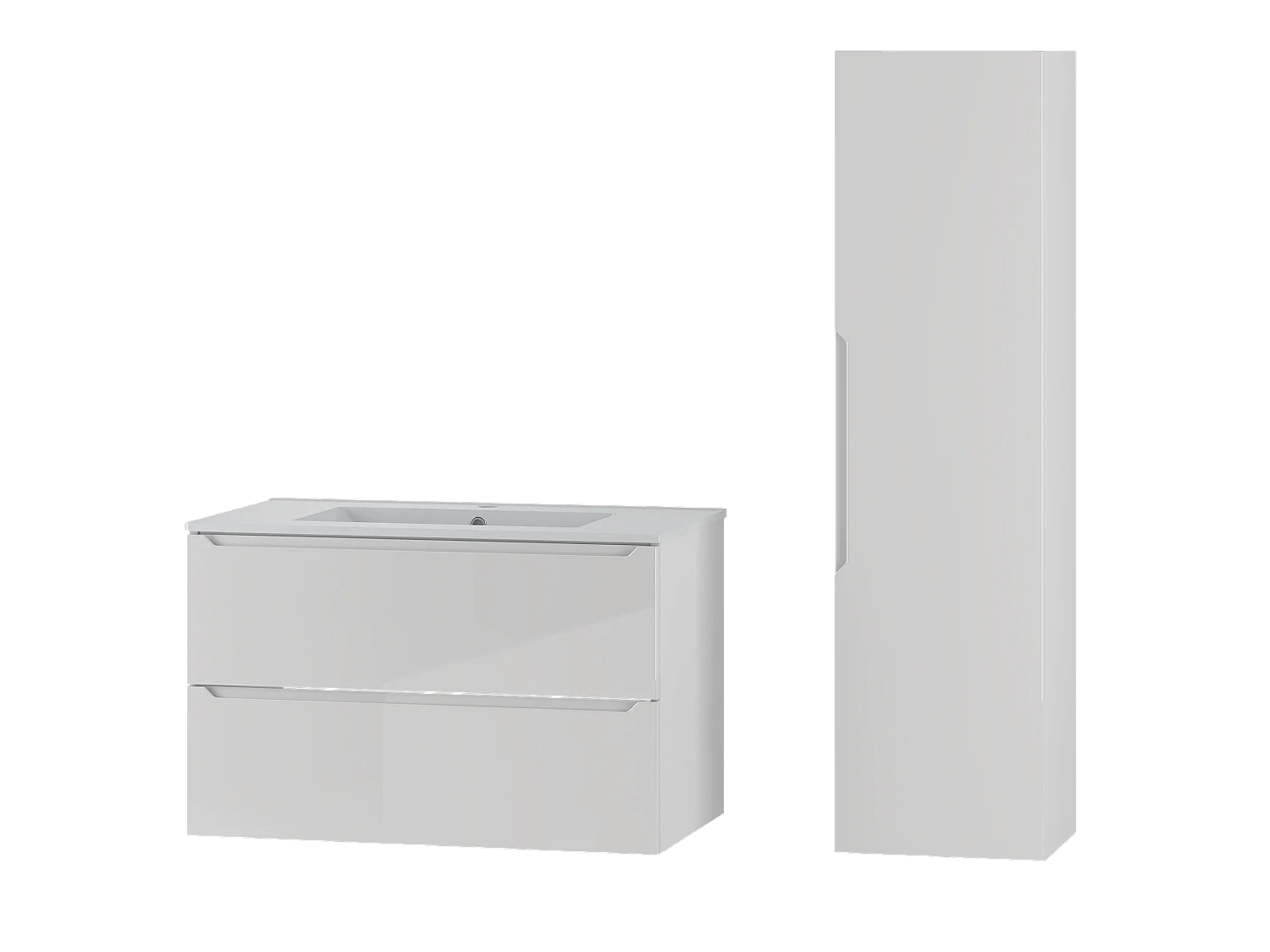 Ensemble de salle de bain blanc 80 cm Meuble avec lavabo Colonne Etna