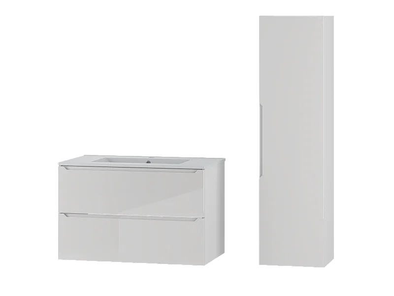 Ensemble de salle de bain blanc 80 cm Meuble avec lavabo Colonne Etna