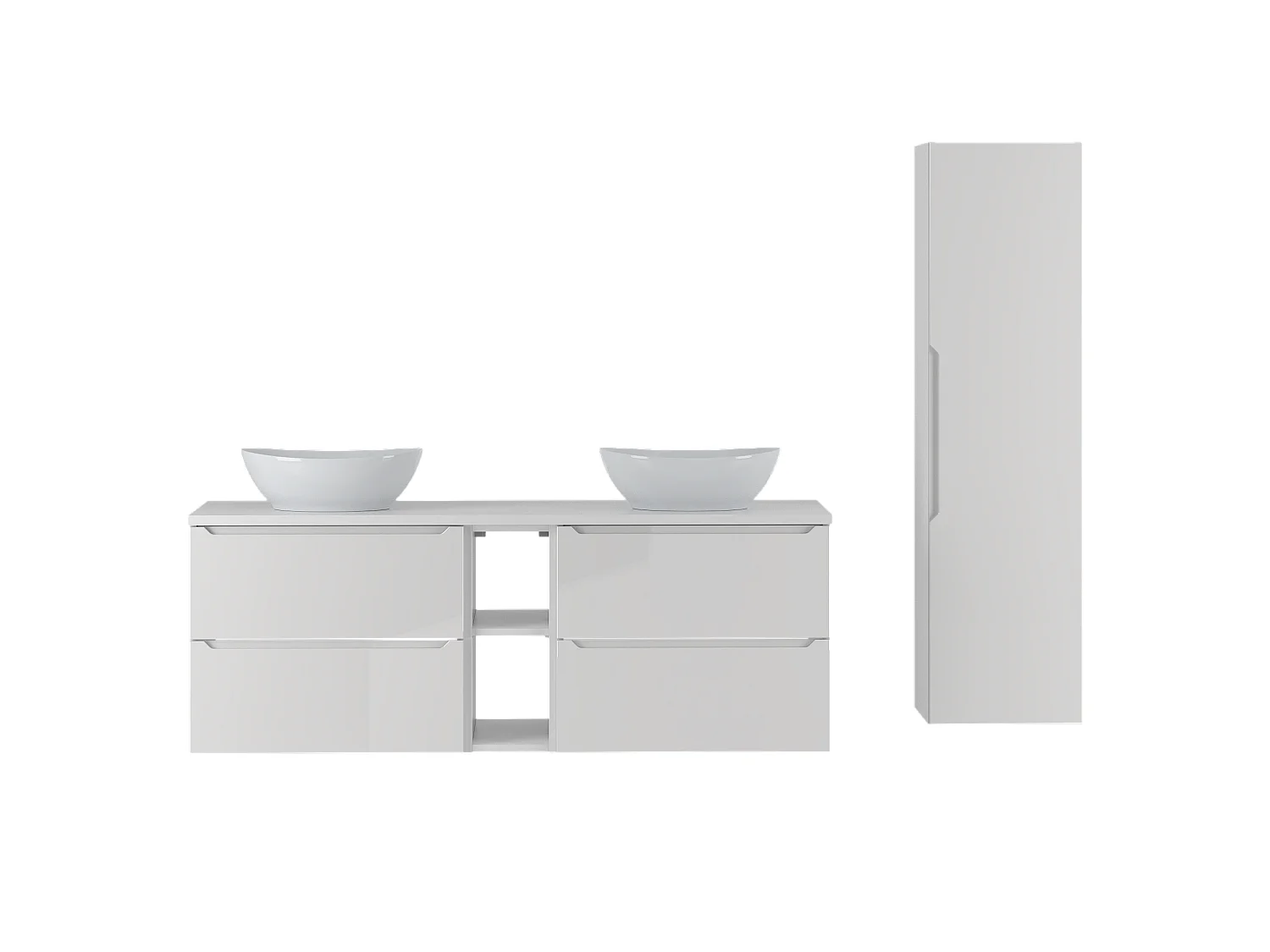 Wit badkamerset 140 cm Kast Rek Wastafelblad Kolom Etna