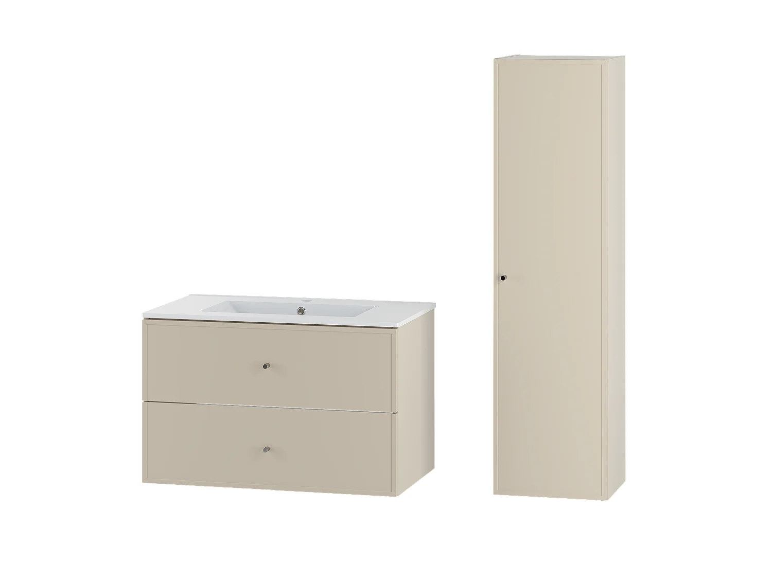 Kaschmir-Badezimmer-Set 80 cm Schrank mit Waschbecken und Hochschrank Marco
