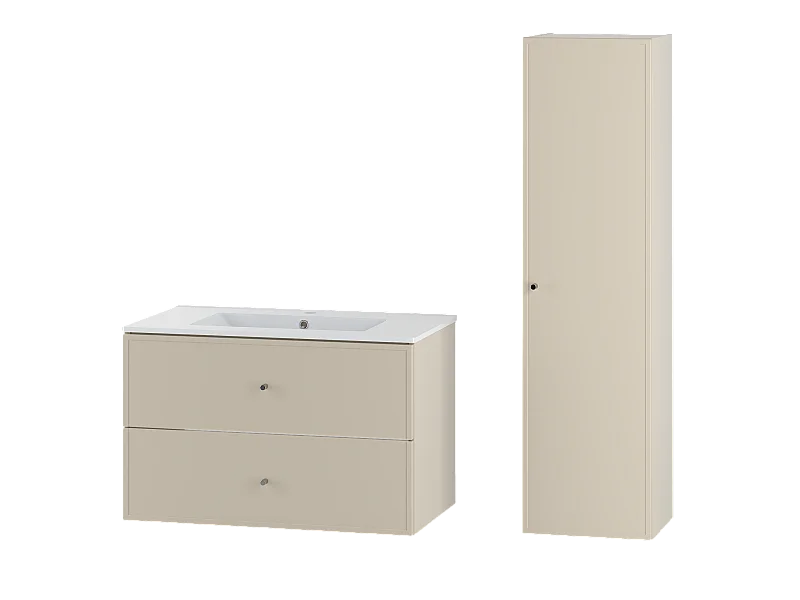 Kasjmier badkamerset 80 cm Kast met wastafel Marco-kolom