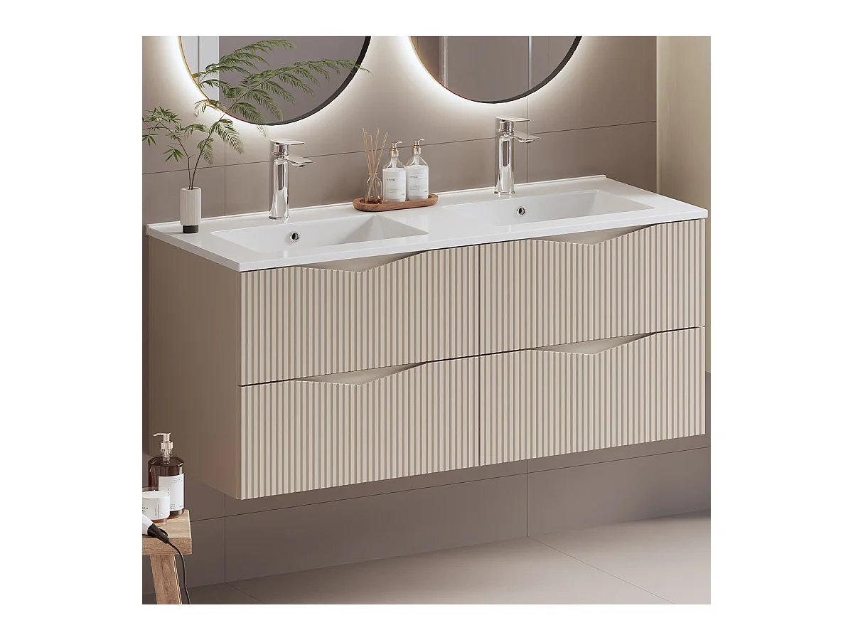 Meuble double vasque encastrée 120cm Tao Cachemire
