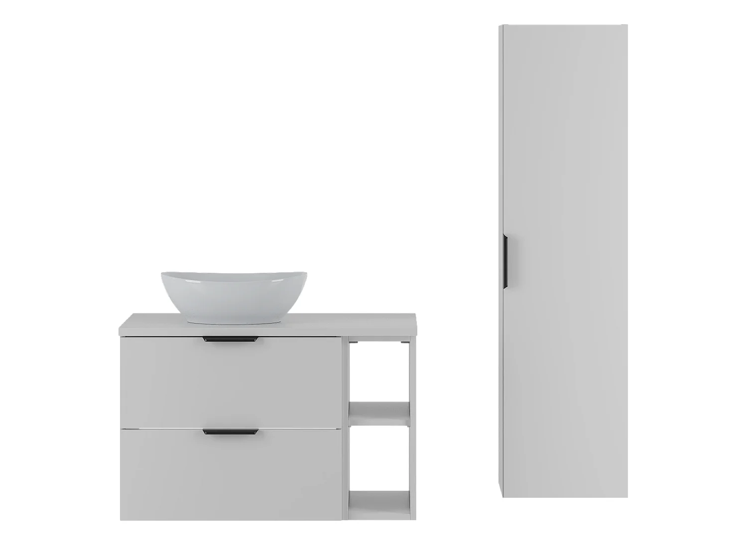 Wit badkamerset 80 cm Kast Rek Wastafelblad Kolom Pile