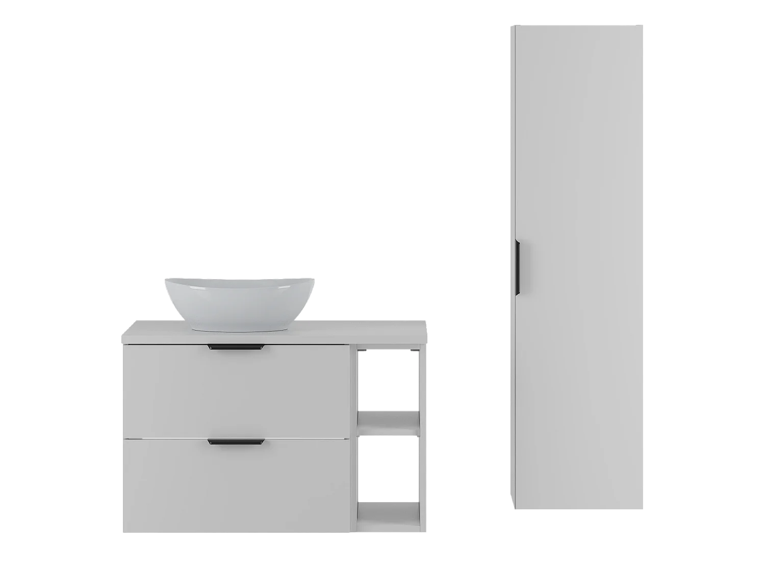 Wit badkamerset 80 cm Kast Rek Wastafelblad Kolom Pile