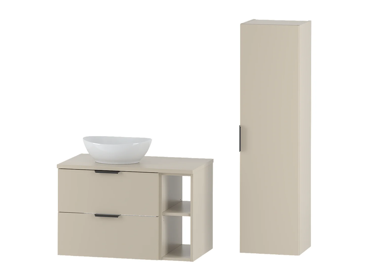 Ensemble de salle de bain en cachemire 80 cm Armoire Étagère Plan de travail Lavabo Colonne Pile