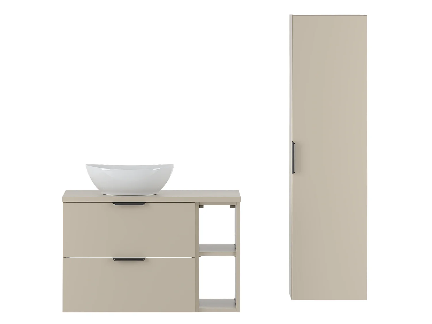 Ensemble de salle de bain en cachemire 80 cm Armoire Étagère Plan de travail Lavabo Colonne Pile