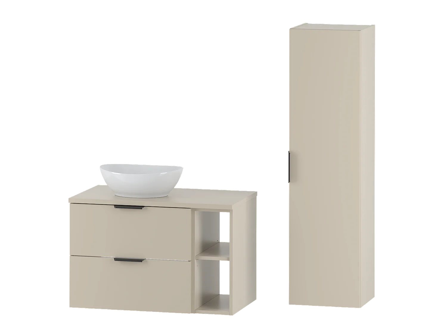 Kasjmier badkamerset 80 cm Kast Rek Wastafelblad Kolom Pile