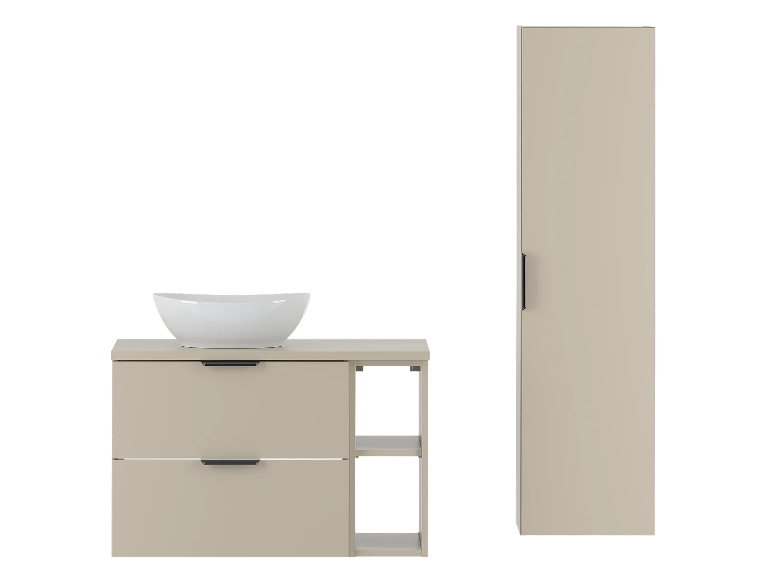 Kasjmier badkamerset 80 cm Kast Rek Wastafelblad Kolom Pile