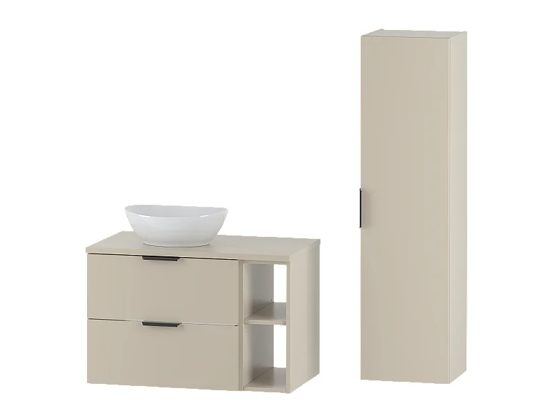 Kasjmier badkamerset 80 cm Kast Rek Wastafelblad Kolom Pile