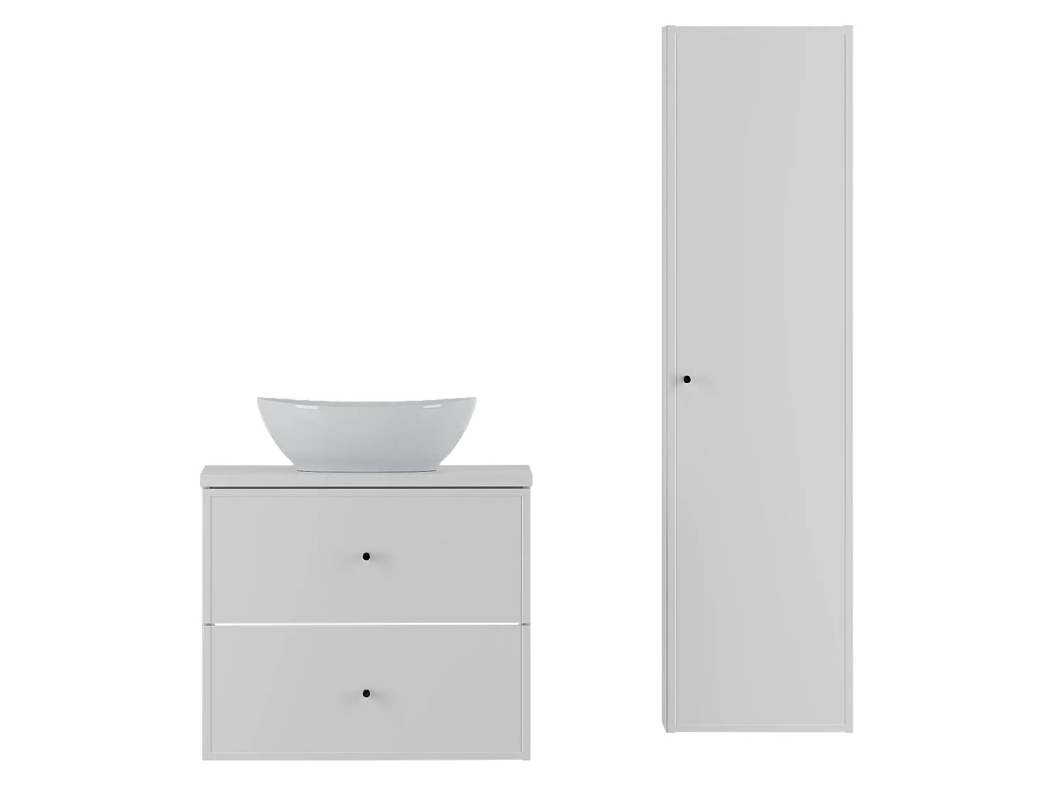 Wit badkamerset 60 cm Kast met wastafelblad Wastafel Marco