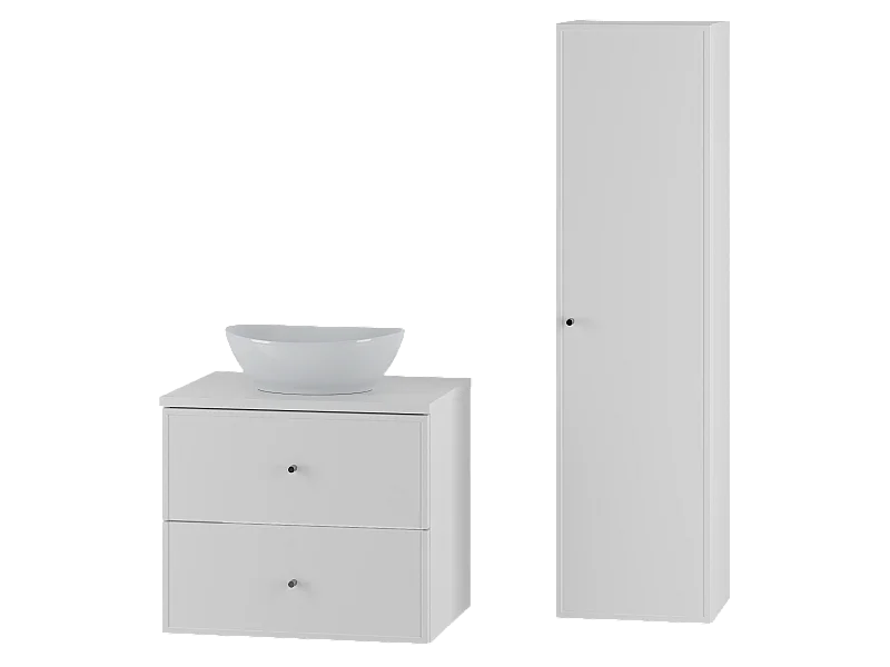 Wit badkamerset 60 cm Kast met wastafelblad Wastafel Marco