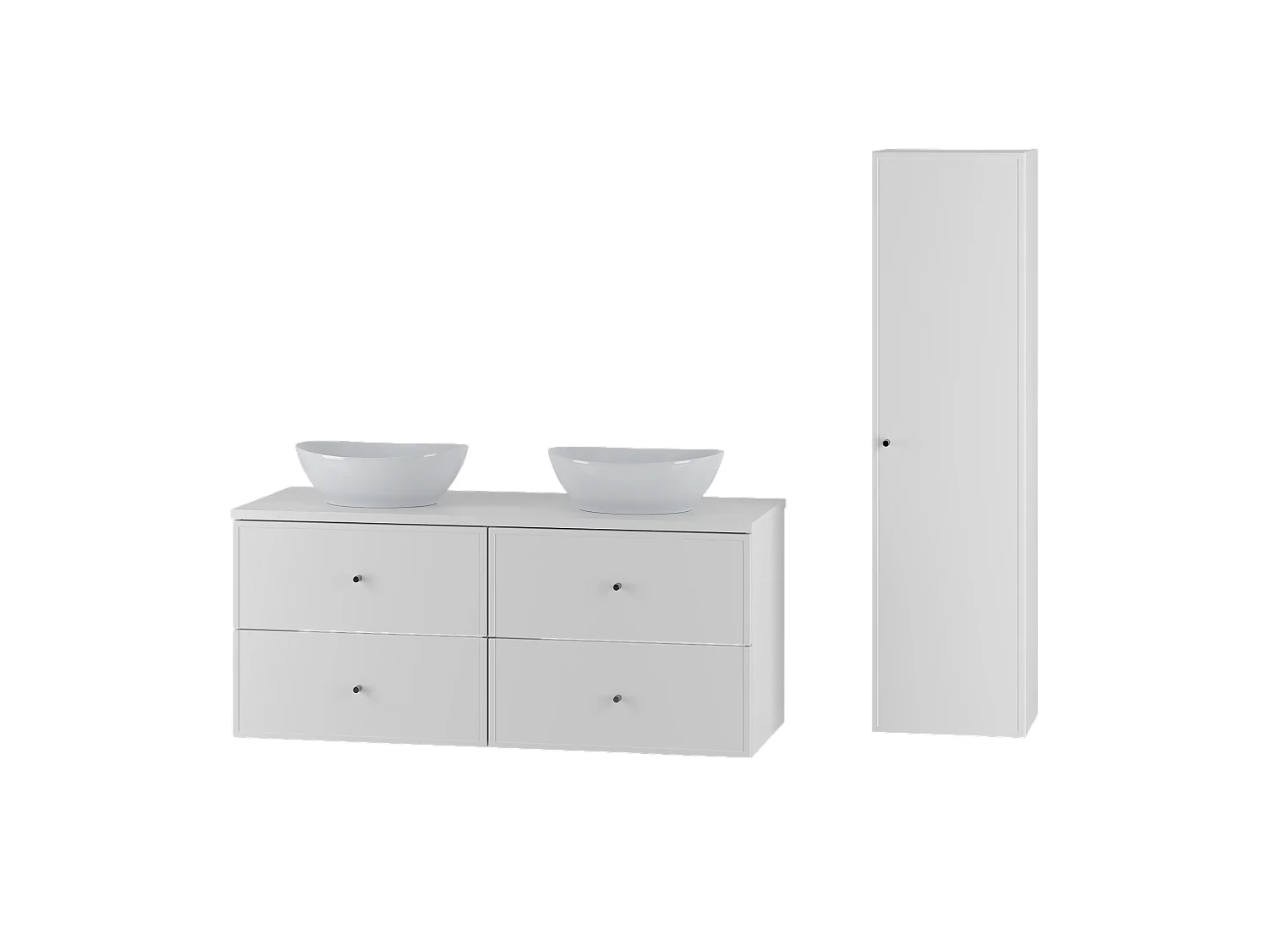 Ensemble blanc pour salle de bain 120 cm Armoire Plan de travail Lavabo Colonne Marco