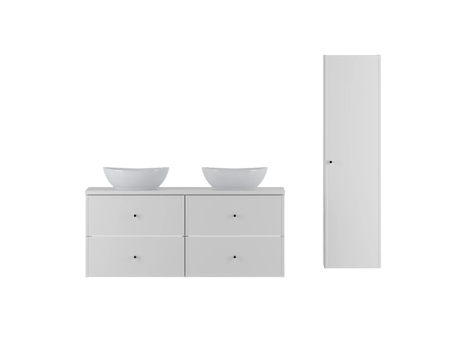 Ensemble blanc pour salle de bain 120 cm Armoire Plan de travail Lavabo Colonne Marco