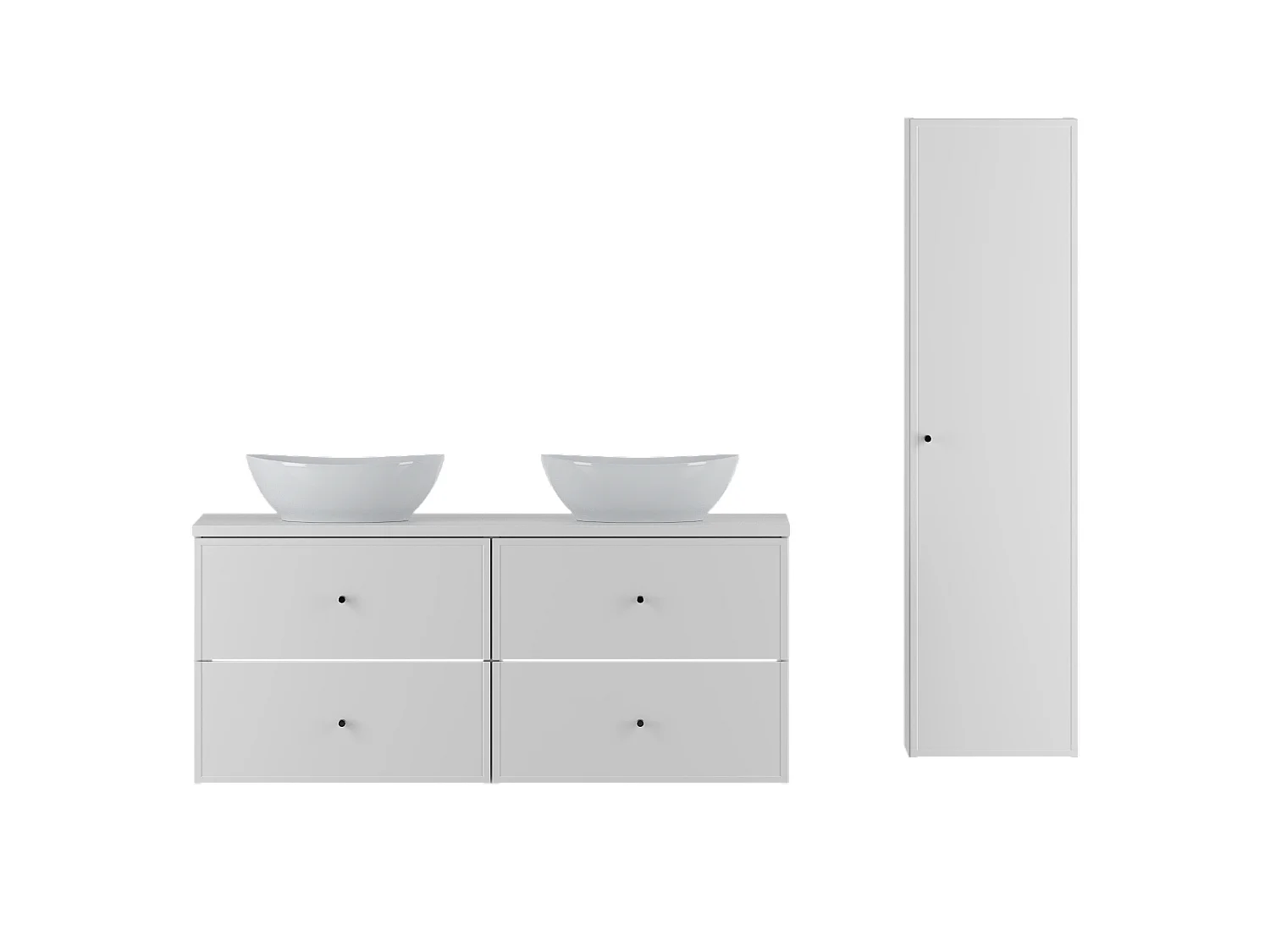 Ensemble blanc pour salle de bain 120 cm Armoire Plan de travail Lavabo Colonne Marco