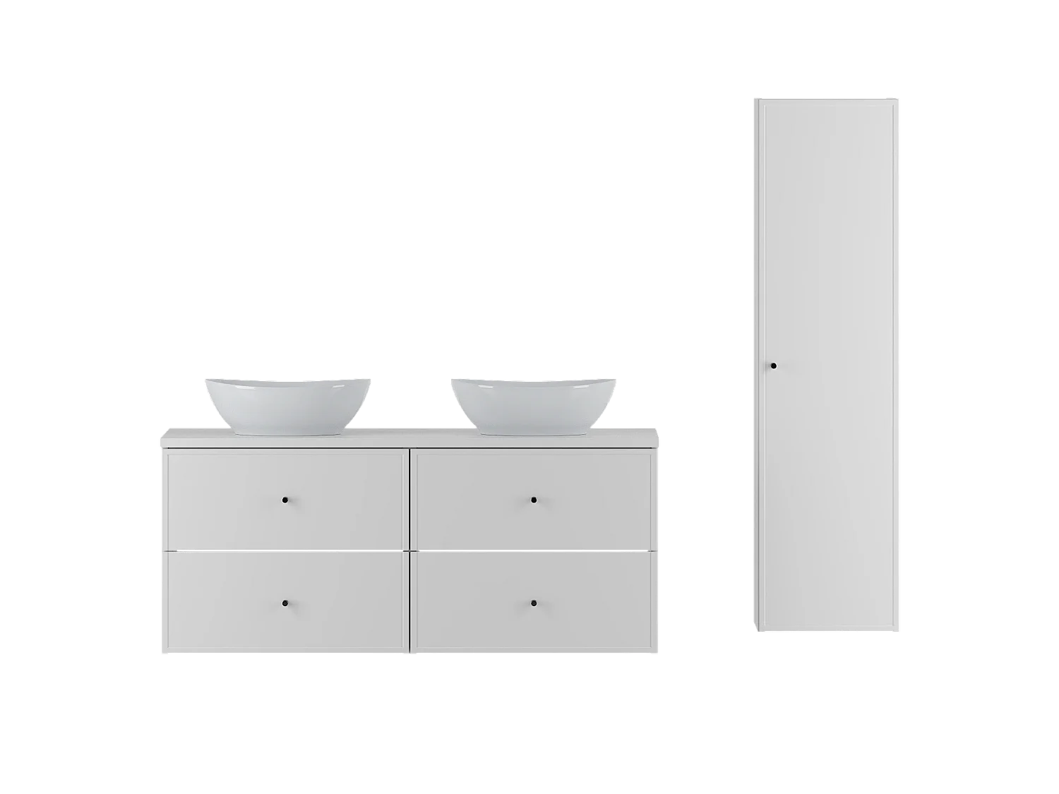 Ensemble blanc pour salle de bain 120 cm Armoire Plan de travail Lavabo Colonne Marco