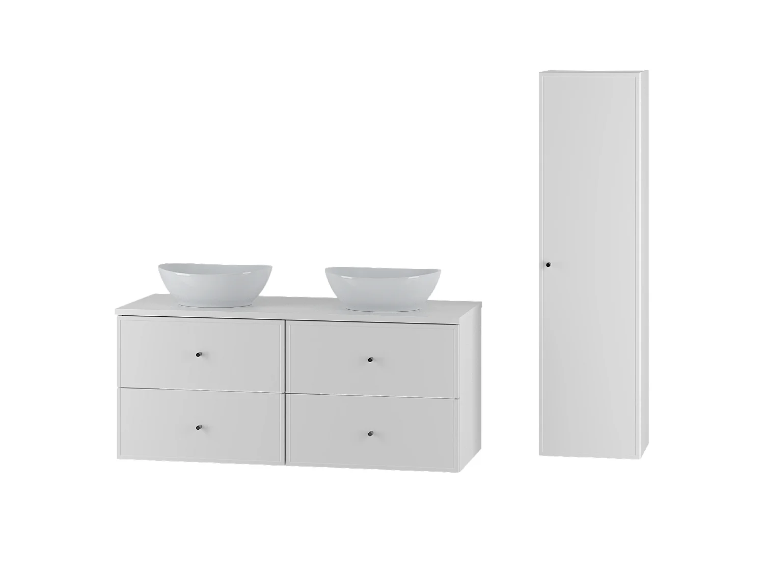 Wit badkamerset 120 cm Kast Wastafelblad Kolom Marco