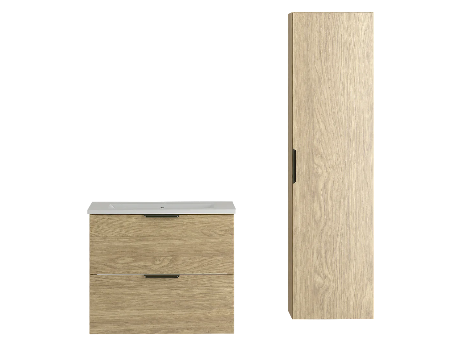 Badkamerset 60 cm Kast met wastafel Kolom Eiken geolied Pile