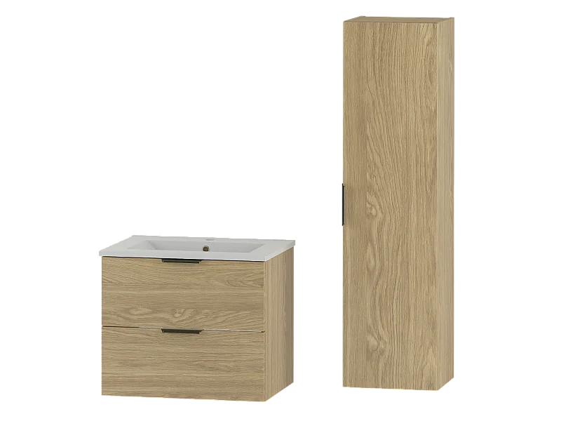 Conjunto de móveis de casa de banho com lavatório Astrid madeira 60cm