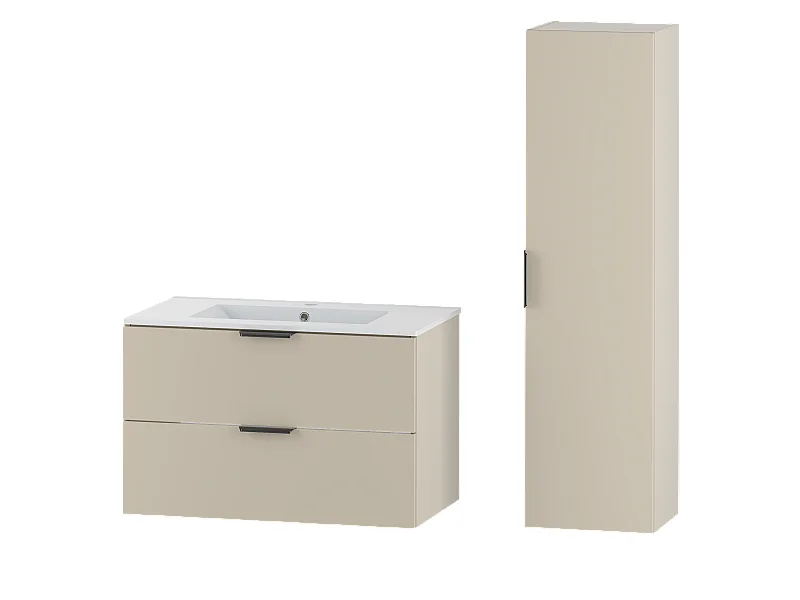 Ensemble de salle de bain en cachemire 80 cm Meuble avec lavabo Colonne Pile