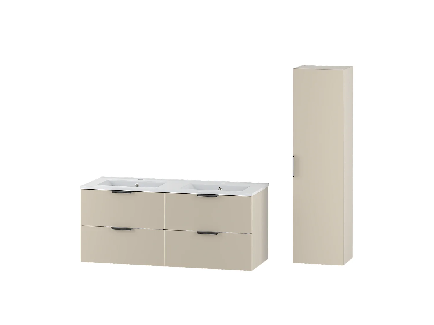 Ensemble de salle de bain en cachemire 120 cm Meuble avec lavabo Colonne Colonne Pile