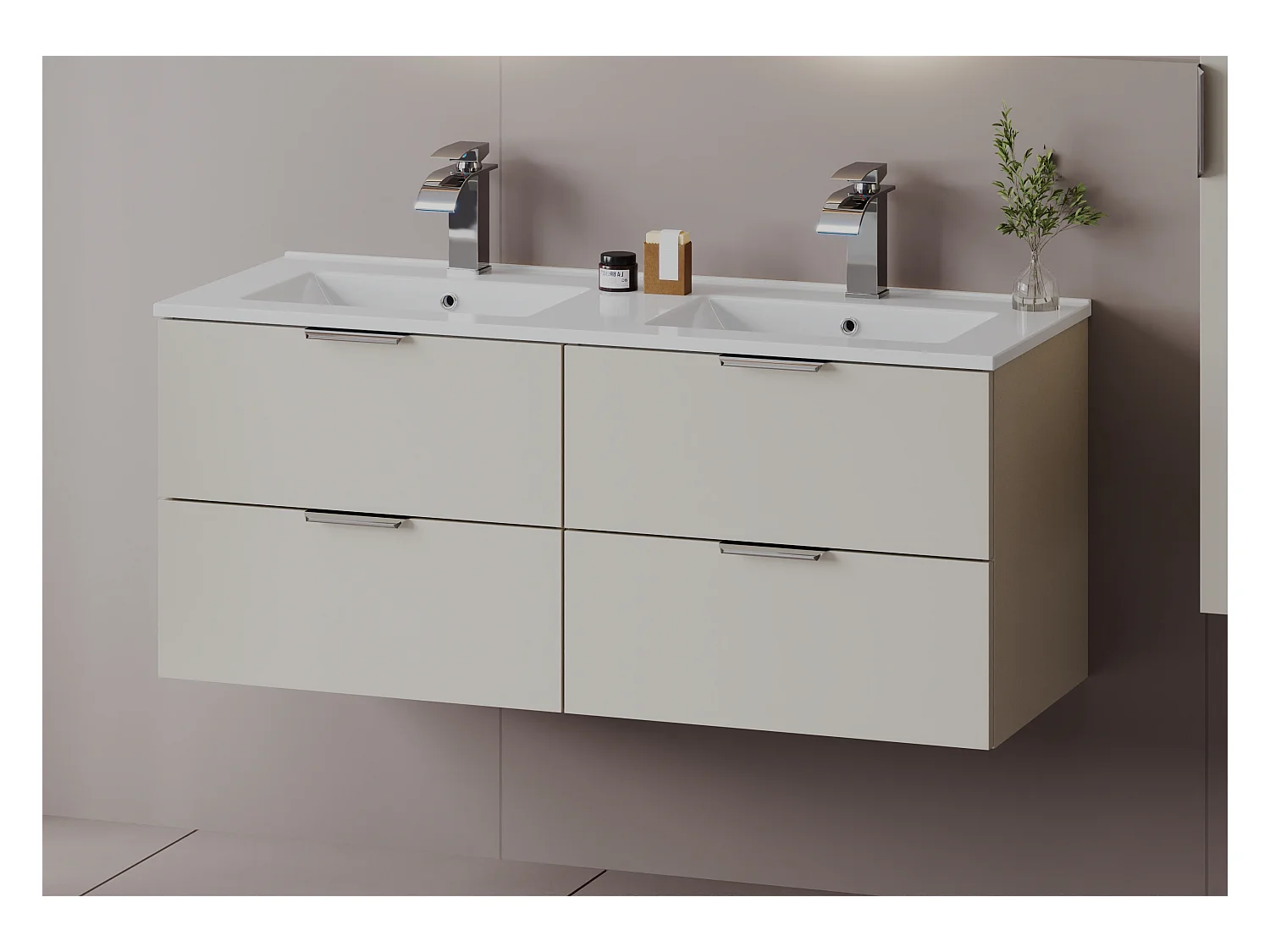 Ensemble de salle de bain en cachemire 120 cm Meuble avec lavabo Colonne Colonne Pile