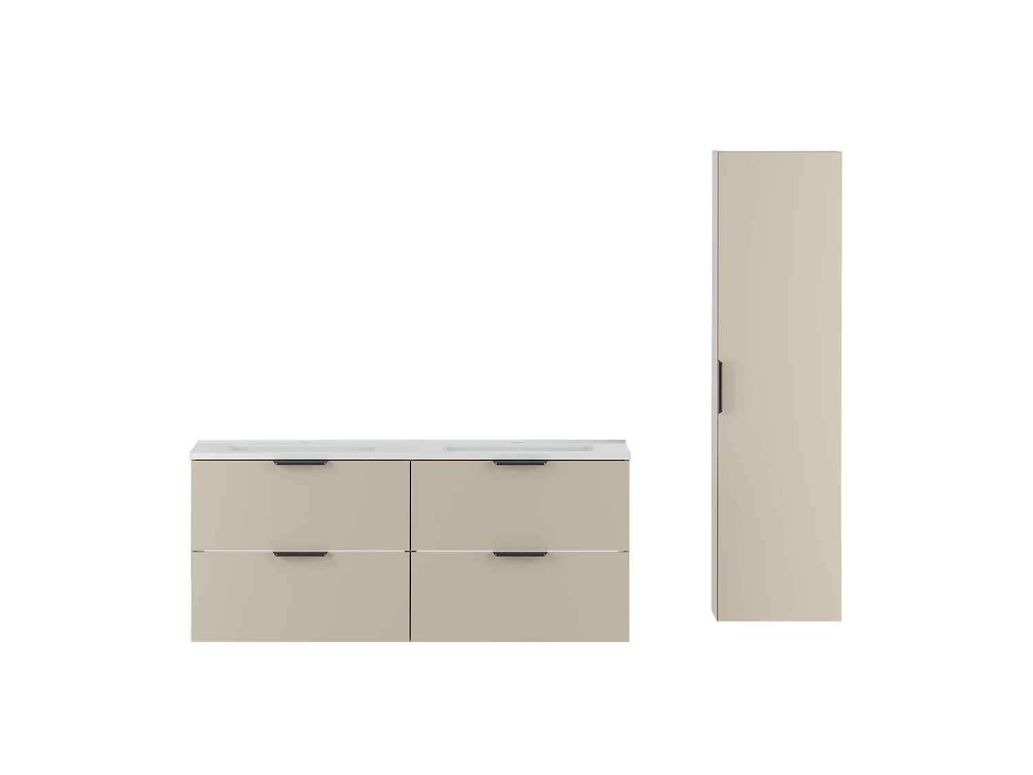 Ensemble de salle de bain en cachemire 120 cm Meuble avec lavabo Colonne Colonne Pile