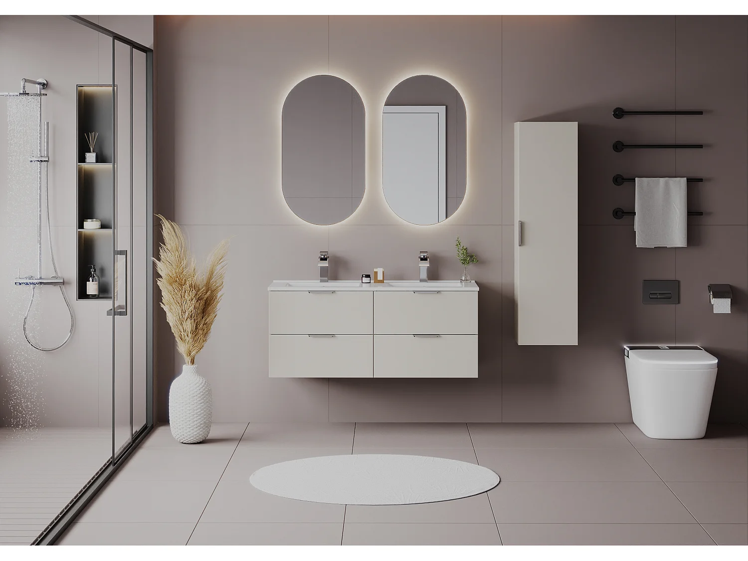 Kasjmier badkamerset 120 cm Kast met wastafel Kolom Kolom Pile