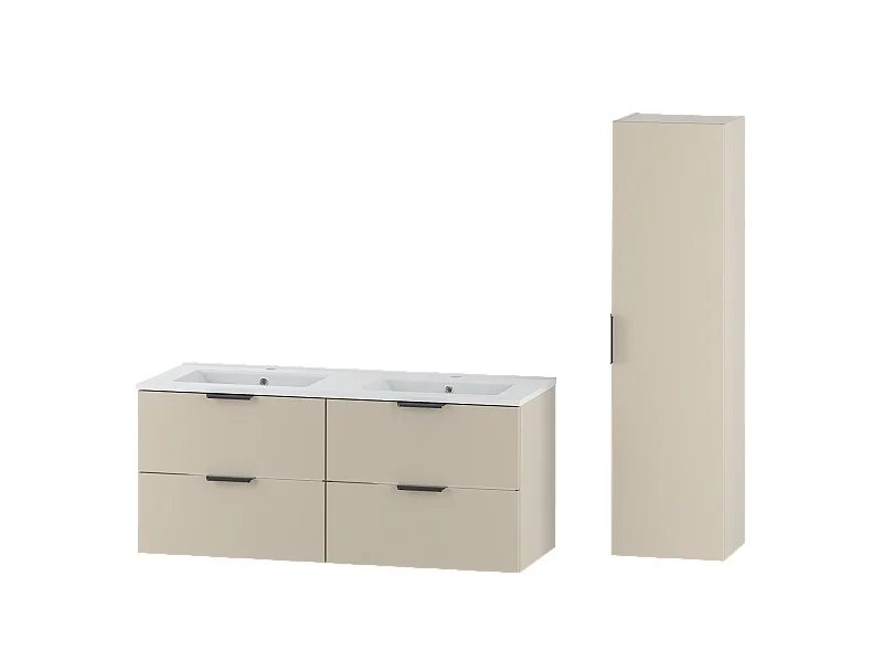 Ensemble de salle de bain en cachemire 120 cm Meuble avec lavabo Colonne Colonne Pile