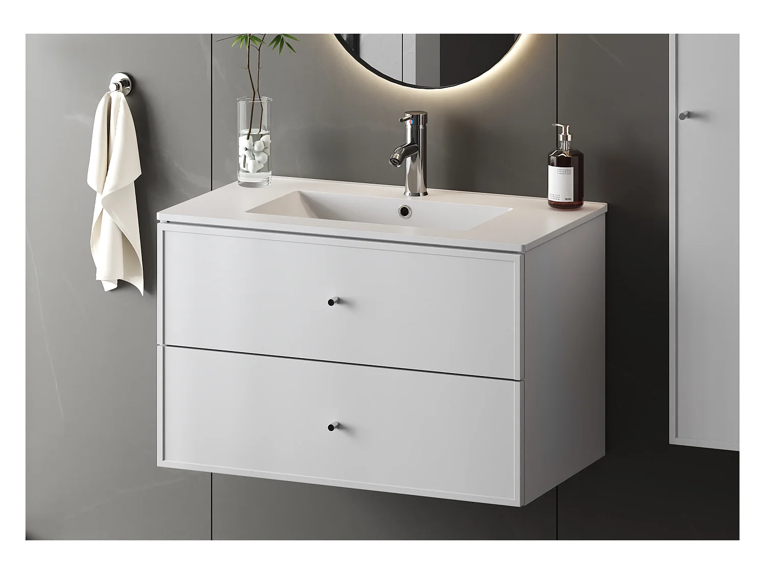 Ensemble de salle de bain blanc 80 cm Meuble avec lavabo Marco