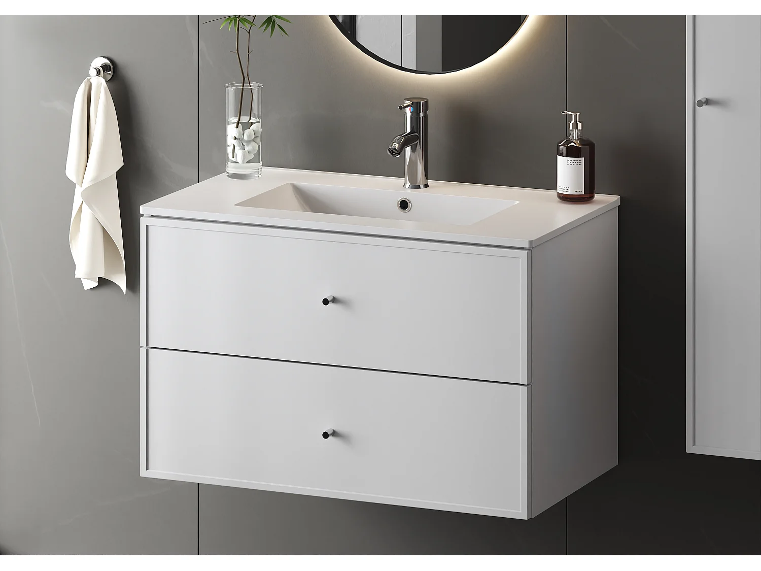 Ensemble de salle de bain blanc 80 cm Meuble avec lavabo Marco