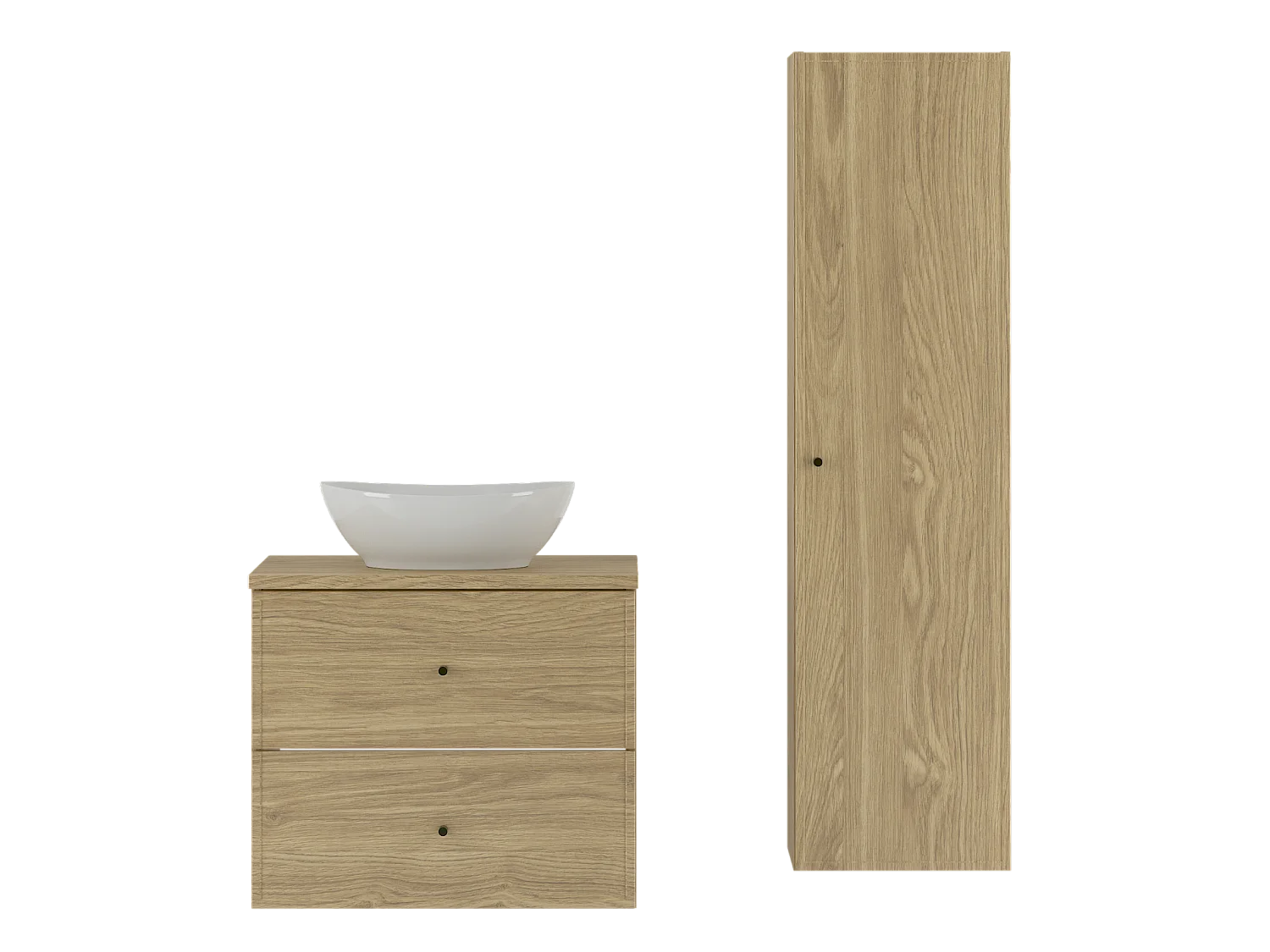 Badkamerset 60 cm Kast met wastafelblad Wastafelkolom Eiken geolied Marco