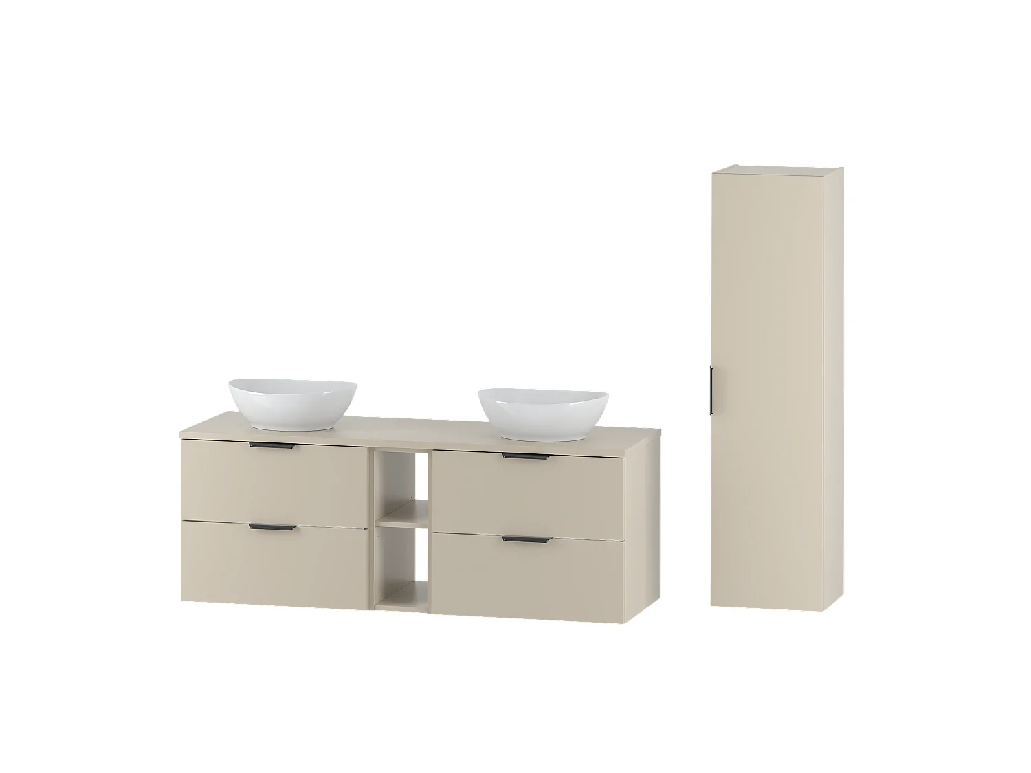 Kasjmier badkamerset 140 cm Kast Rek Wastafel Wastafelonderkast Pile