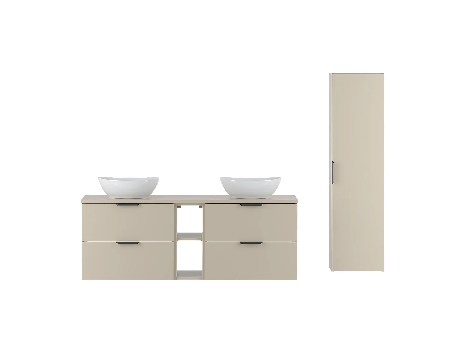 Kasjmier badkamerset 140 cm Kast Rek Wastafel Wastafelonderkast Pile