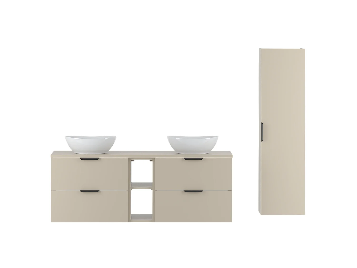 Kasjmier badkamerset 140 cm Kast Rek Wastafel Wastafelonderkast Pile