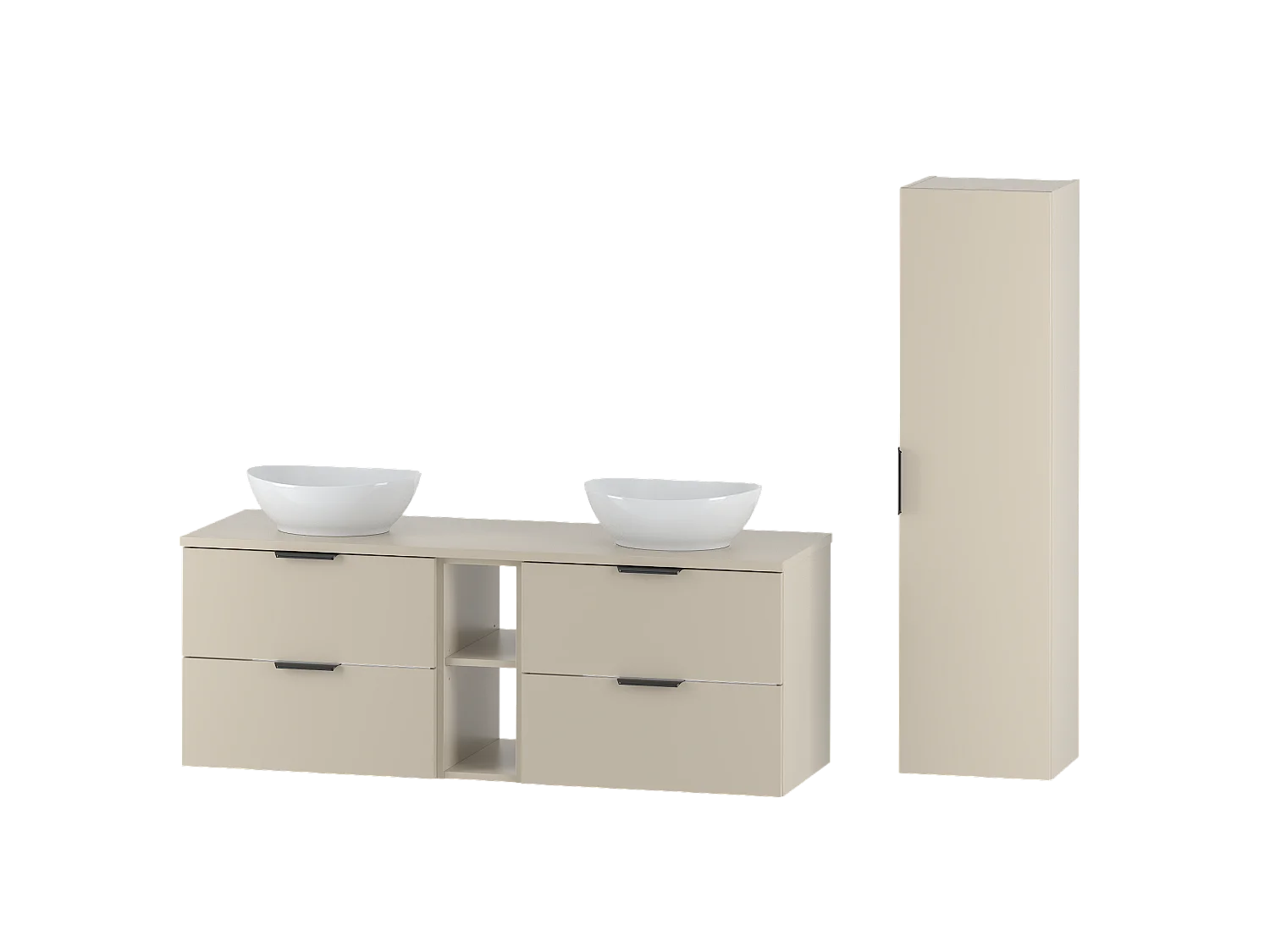 Ensemble de salle de bain en cachemire 140 cm Armoire Étagère Plan de travail Lavabo Colonne Colonne Pile