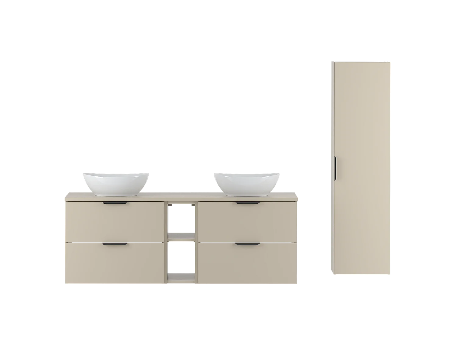 Ensemble de salle de bain en cachemire 140 cm Armoire Étagère Plan de travail Lavabo Colonne Colonne Pile