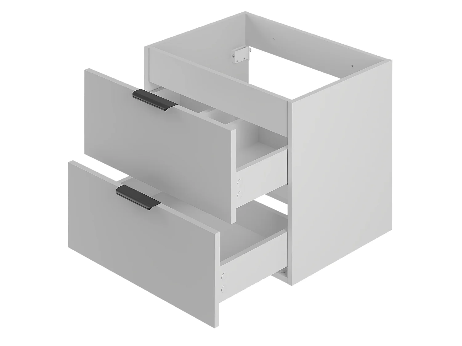 Ensemble blanc pour salle de bain 60 cm Armoire avec plan de travail Lavabo Colonne Pile