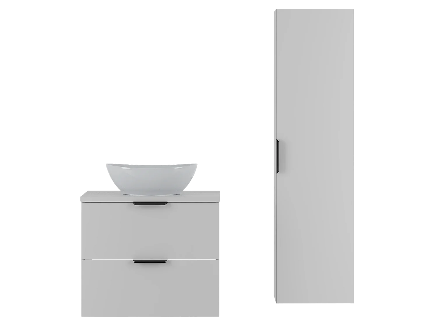 Wit badkamerset 60 cm Kast met blad Wastafel Kolom Pile