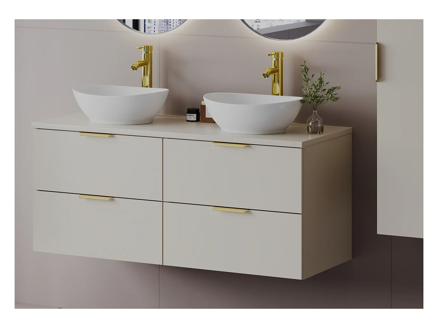 Ensemble de salle de bain en cachemire 120 cm Armoire Plan de travail Lavabo Pile