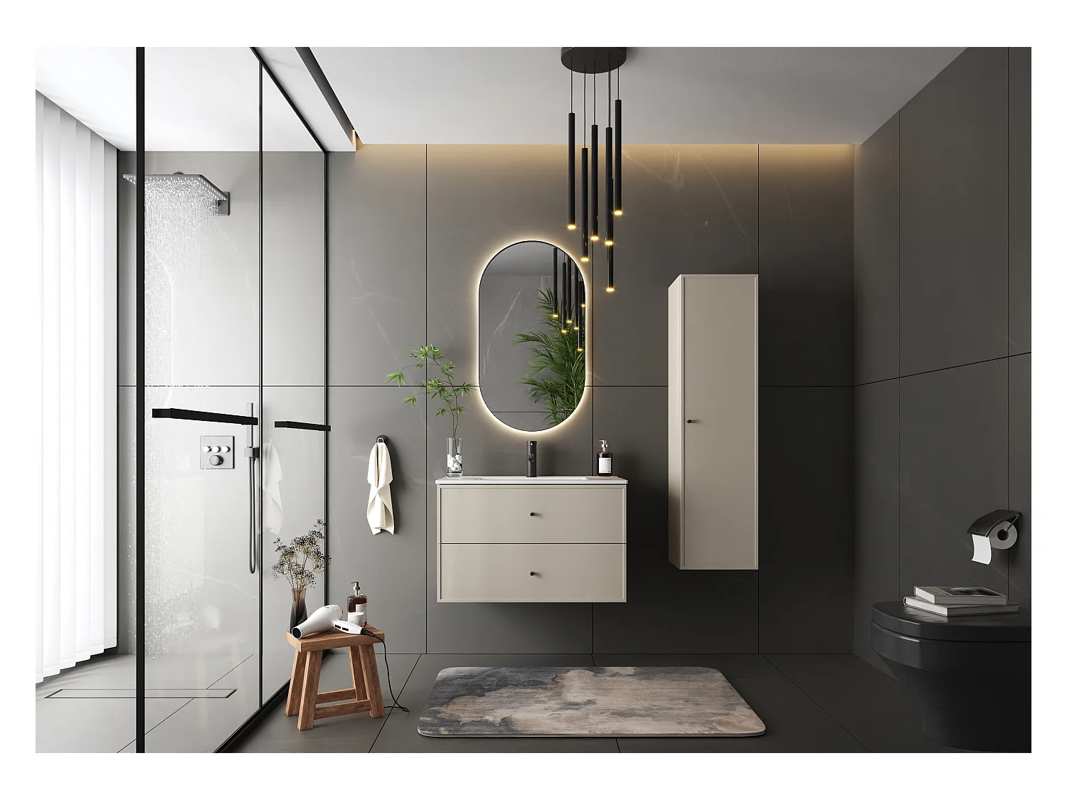 Ensemble de salle de bain en cachemire 80 cm Meuble avec lavabo Marco